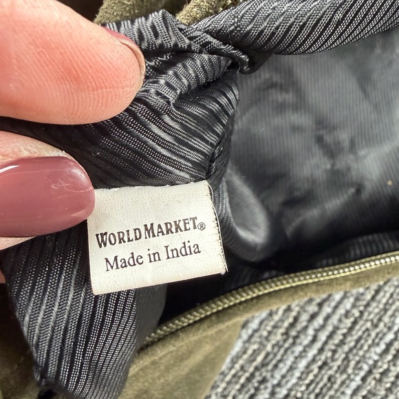World Market Olive Leather/Suede Shoulder Bag - Picture 7 of 12